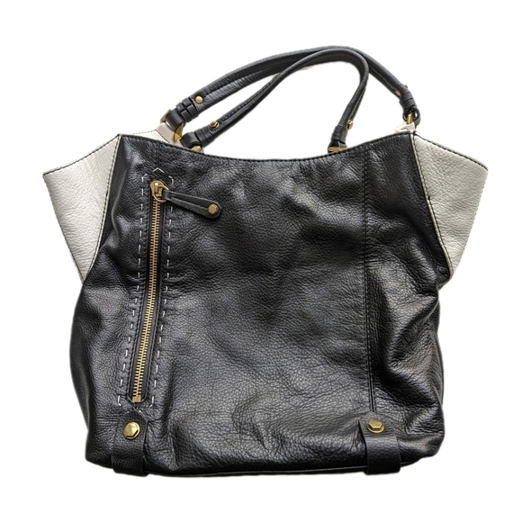 orYANY Genuine Leather Large Shoulder Tote Bag Compartments Black White - Picture 2 of 10